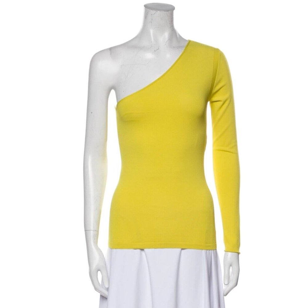 Stella Mccartney yellow one sleeve knit top